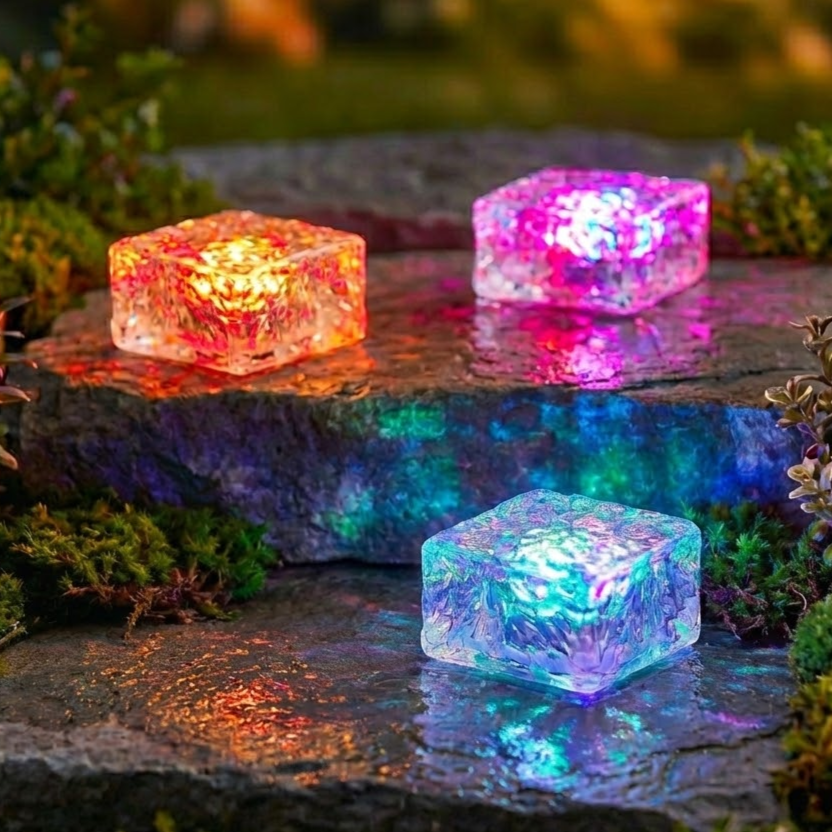 Solar Color-Changing Brick Path Lights