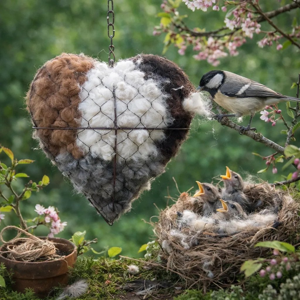 💗Saint Patrick's Day Sale💗 Handmade Alpaca Fiber Bird Nesting Heart🕊️
