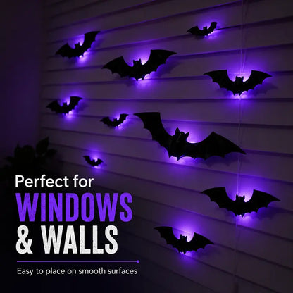 🦇 2026 3D LED Bat Wall Decor – Glowing Halloween Decor, Easy to Place & Remove