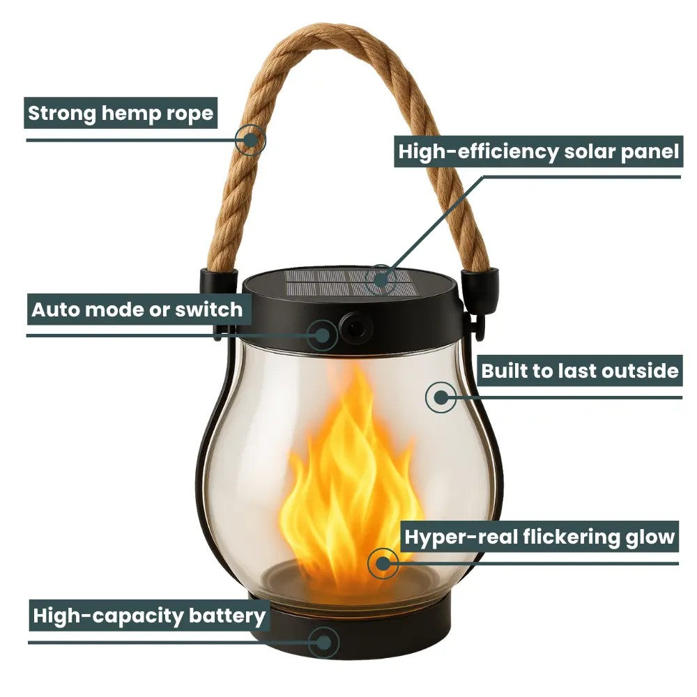 🌍Earth Day Solar Sale🌍 -  Kaliiqo™ Flickering Flame Solar Lantern Outdoor Lights