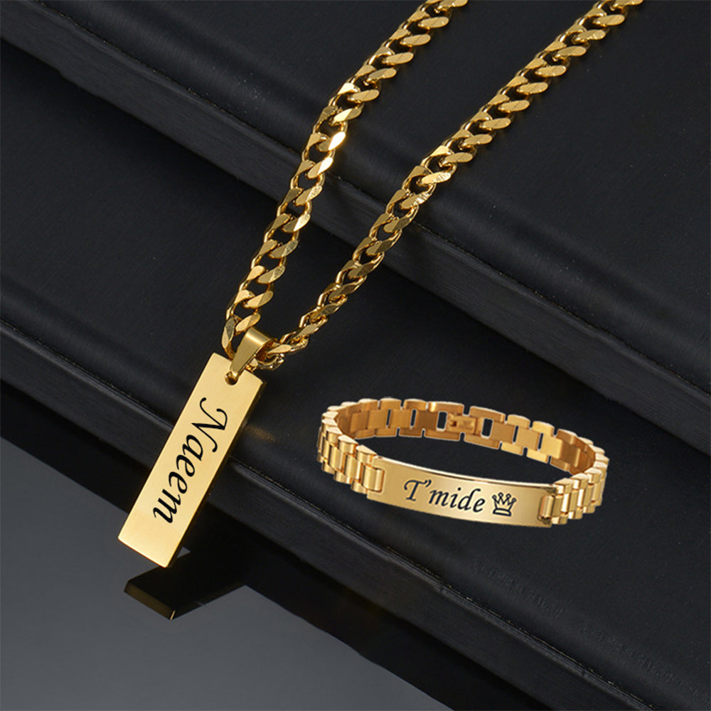Jay DIY Men's Long Pendant necklace and Bracelet Set