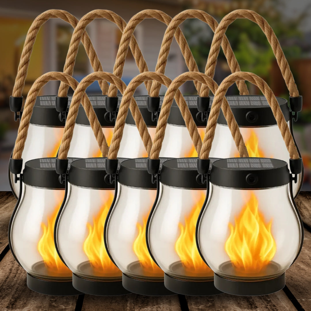 🌍Earth Day Solar Sale🌍 -  Kaliiqo™ Flickering Flame Solar Lantern Outdoor Lights