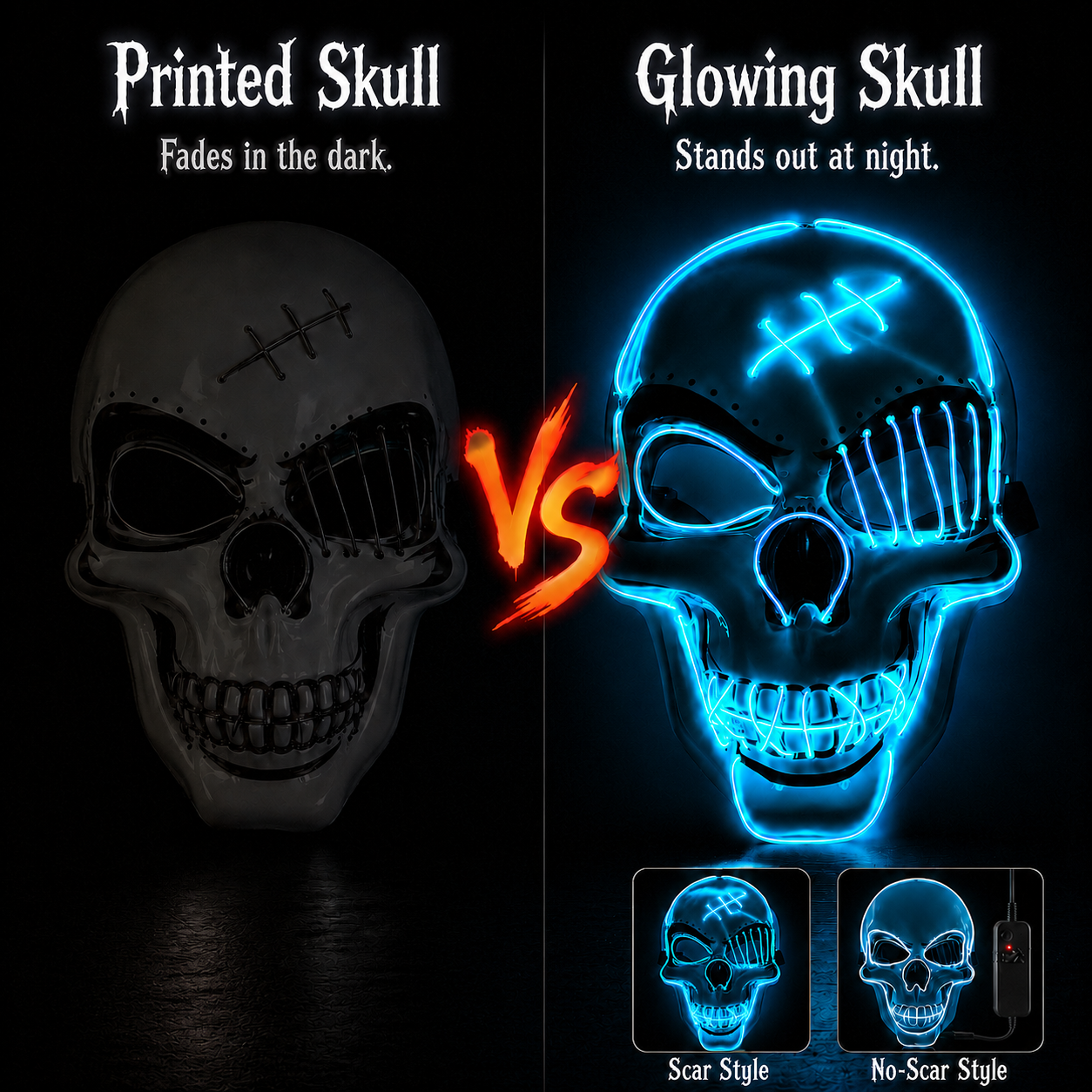 Hazels® Glowing LED Skull Mask – Own the Night