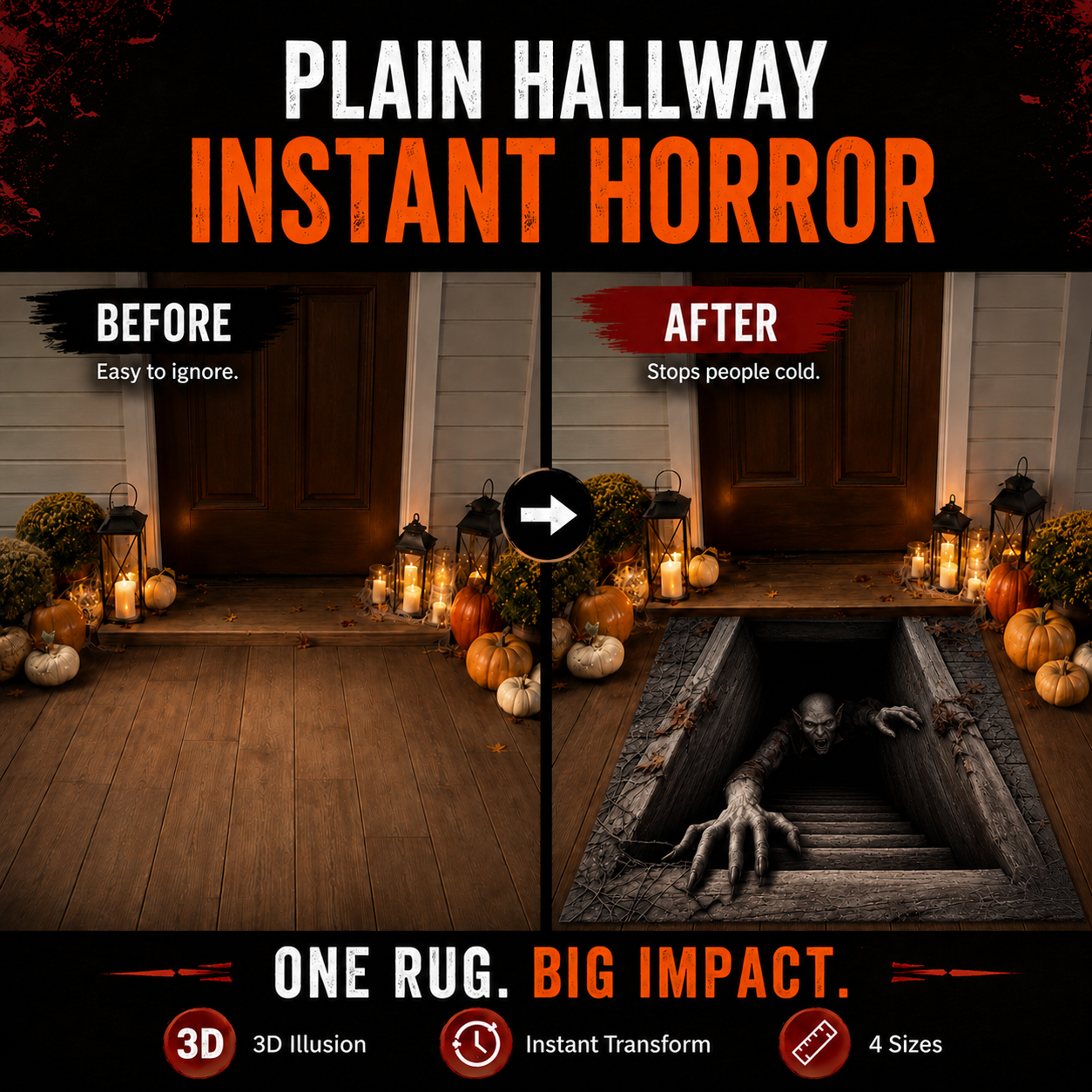 🔥 Limited-Time 50% OFF 🎃 Hazels® Creeping Ghoul 3D Illusion Rug