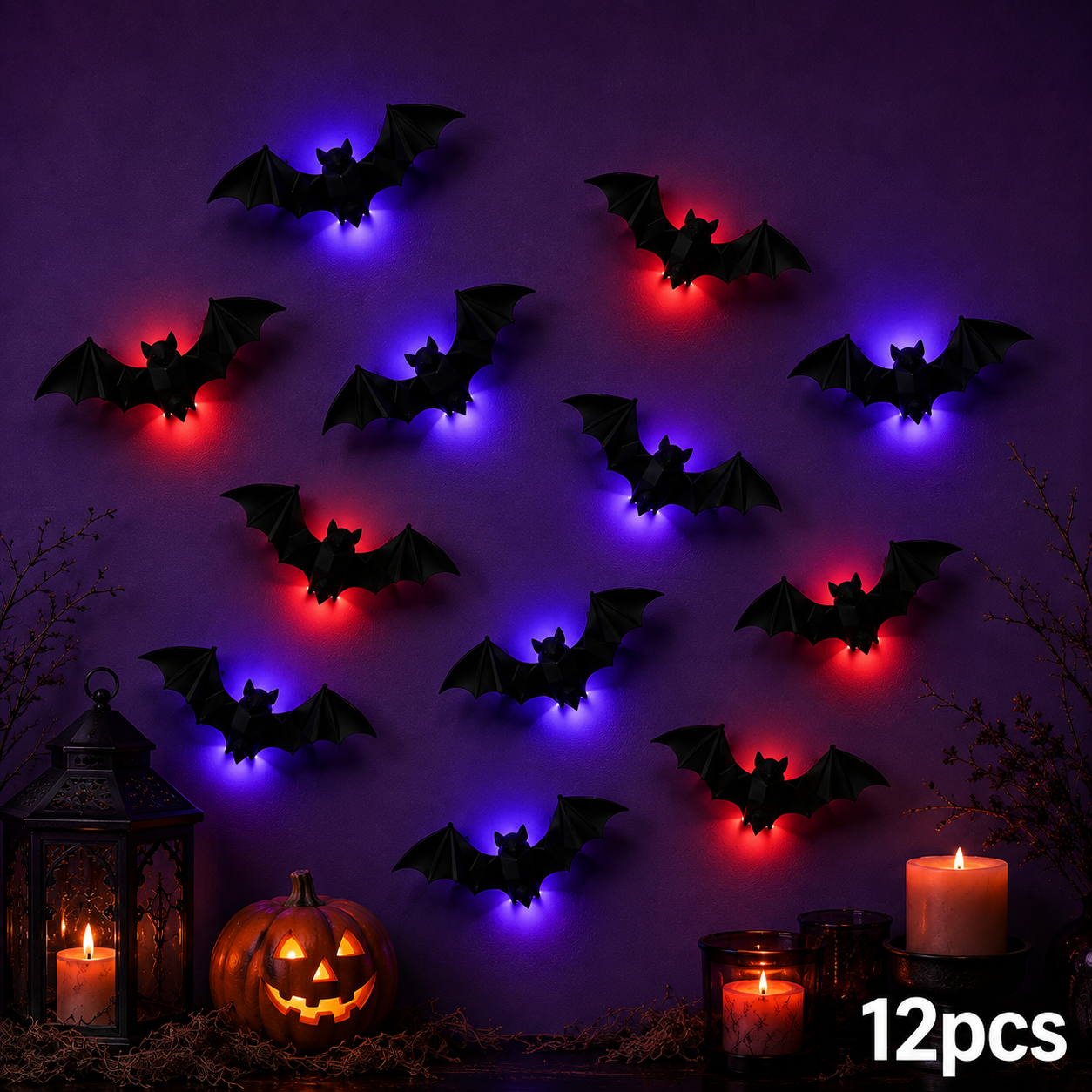 🦇 2026 3D LED Bat Wall Decor – Glowing Halloween Decor, Easy to Place & Remove