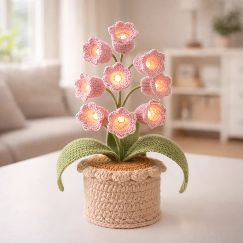 🌸 Lily of the Valley Lamp, Handmade Crochet Artificial Flower Night Light
