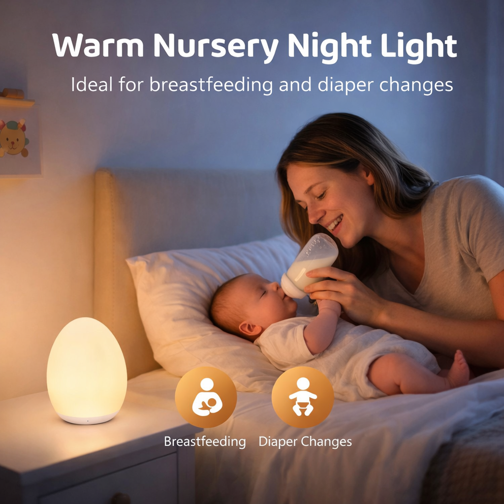 🌍Earth Day Solar Sale🌍 Egg Night Light for Kids – Rechargeable Tap Light with Touch Control