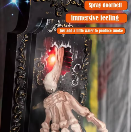 👻Halloween Skeleton Hand Doorbell – Touch/Motion Activated Red Light & Scary Sound Haunted House Decoration