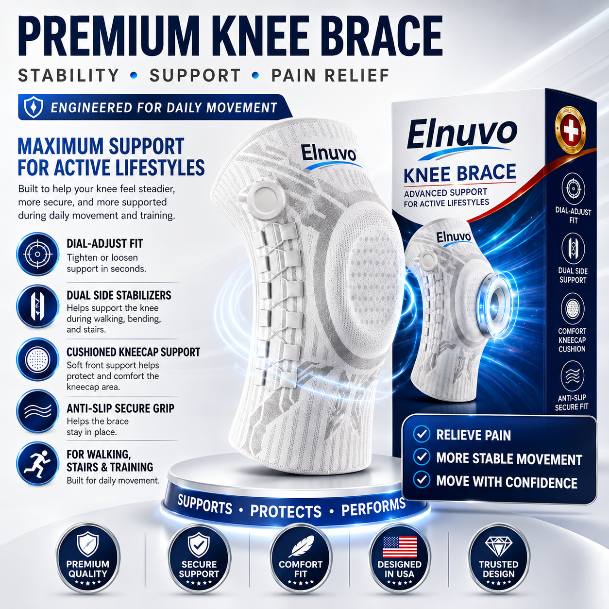 Hazels® Advanced Adjustable Multi-Function Sports Knee Support Brace