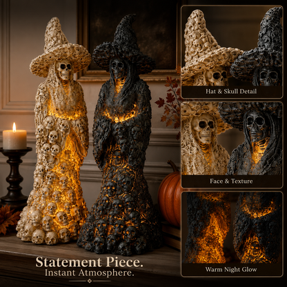 💀 Hazels® Glow Skull Witch Resin Halloween Table Statue