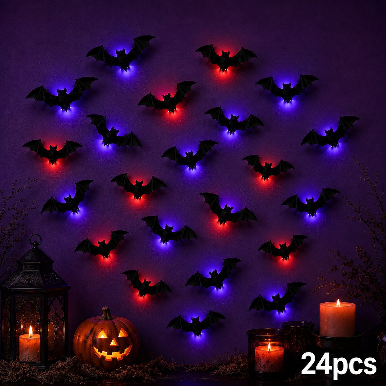🦇 2026 3D LED Bat Wall Decor – Glowing Halloween Decor, Easy to Place & Remove