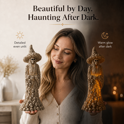 💀 Hazels® Glow Skull Witch Resin Halloween Table Statue