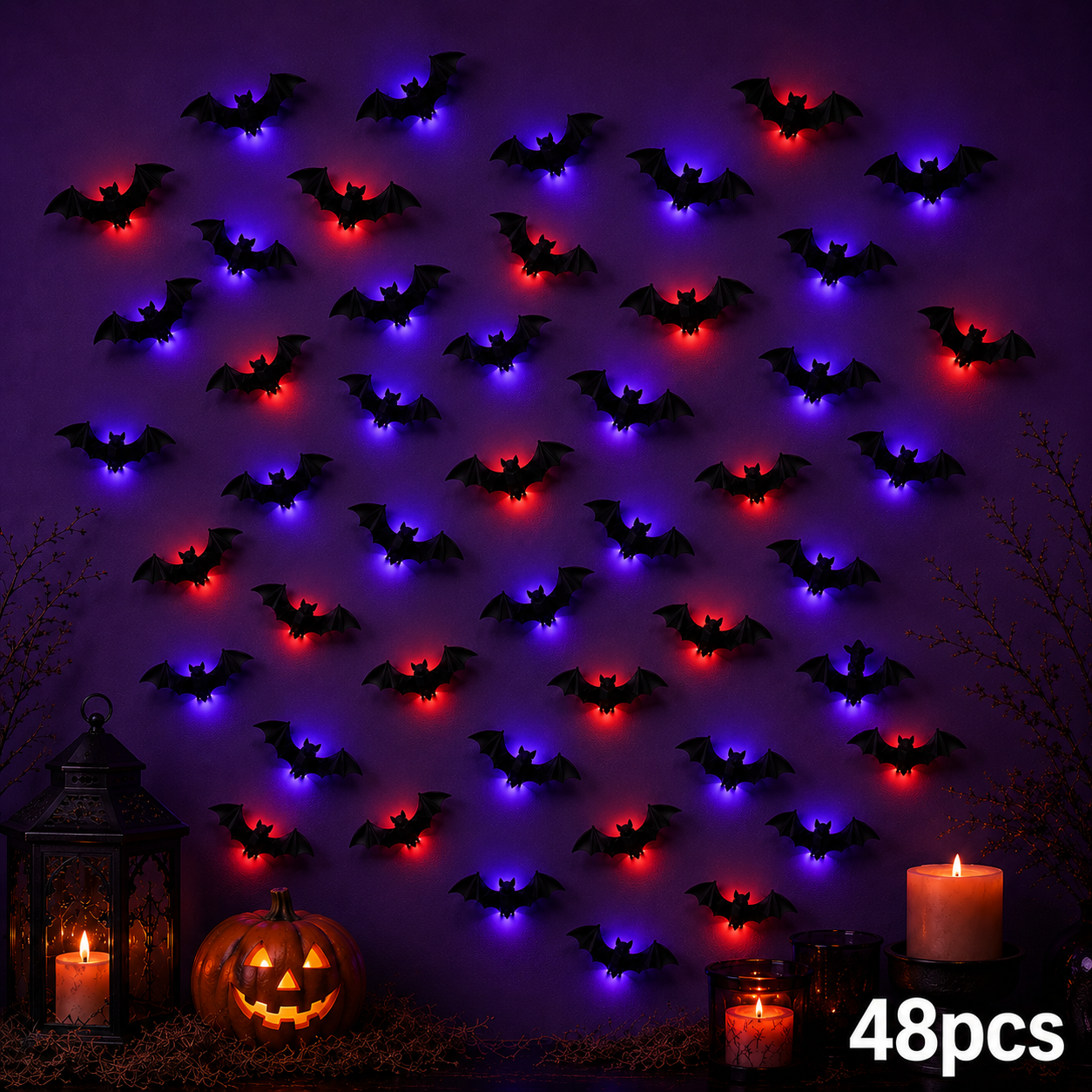 🦇 2026 3D LED Bat Wall Decor – Glowing Halloween Decor, Easy to Place & Remove