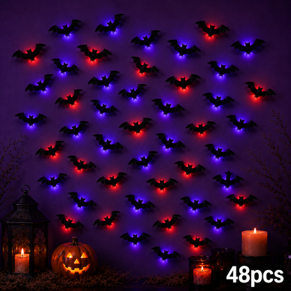 🦇 2026 3D LED Bat Wall Decor – Glowing Halloween Decor, Easy to Place & Remove