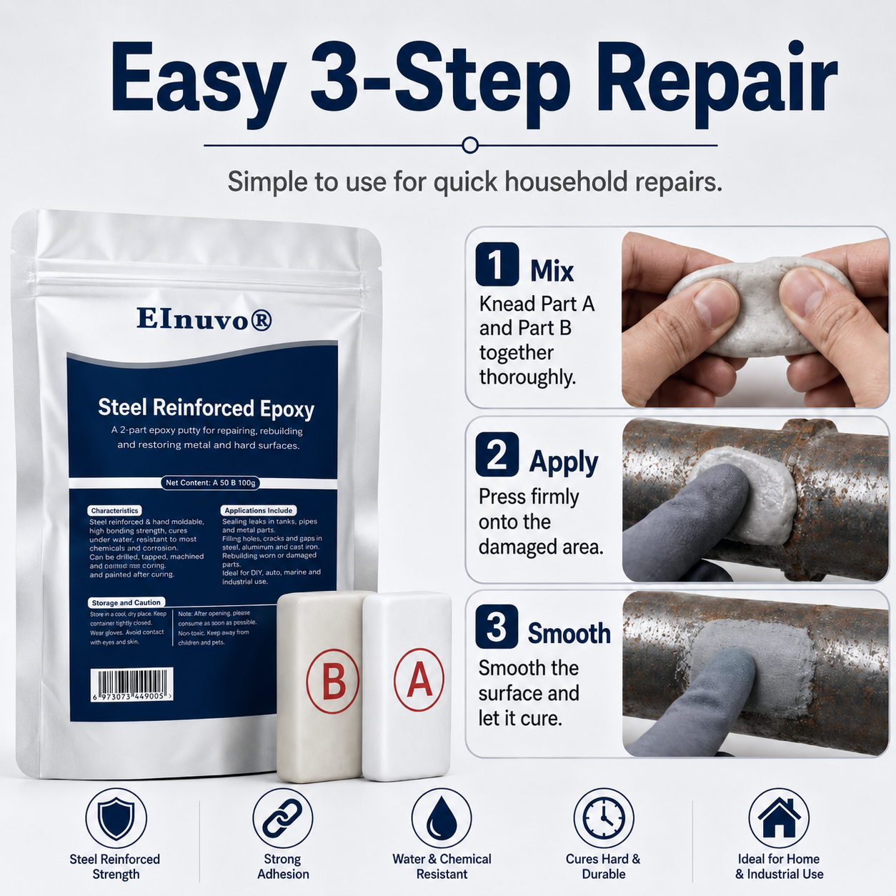 💥SAVE 50% NOW🏠 Hazels® Steel Reinforced Epoxy Repair Putty — Universal Glue for Metal, Wood, Plastic