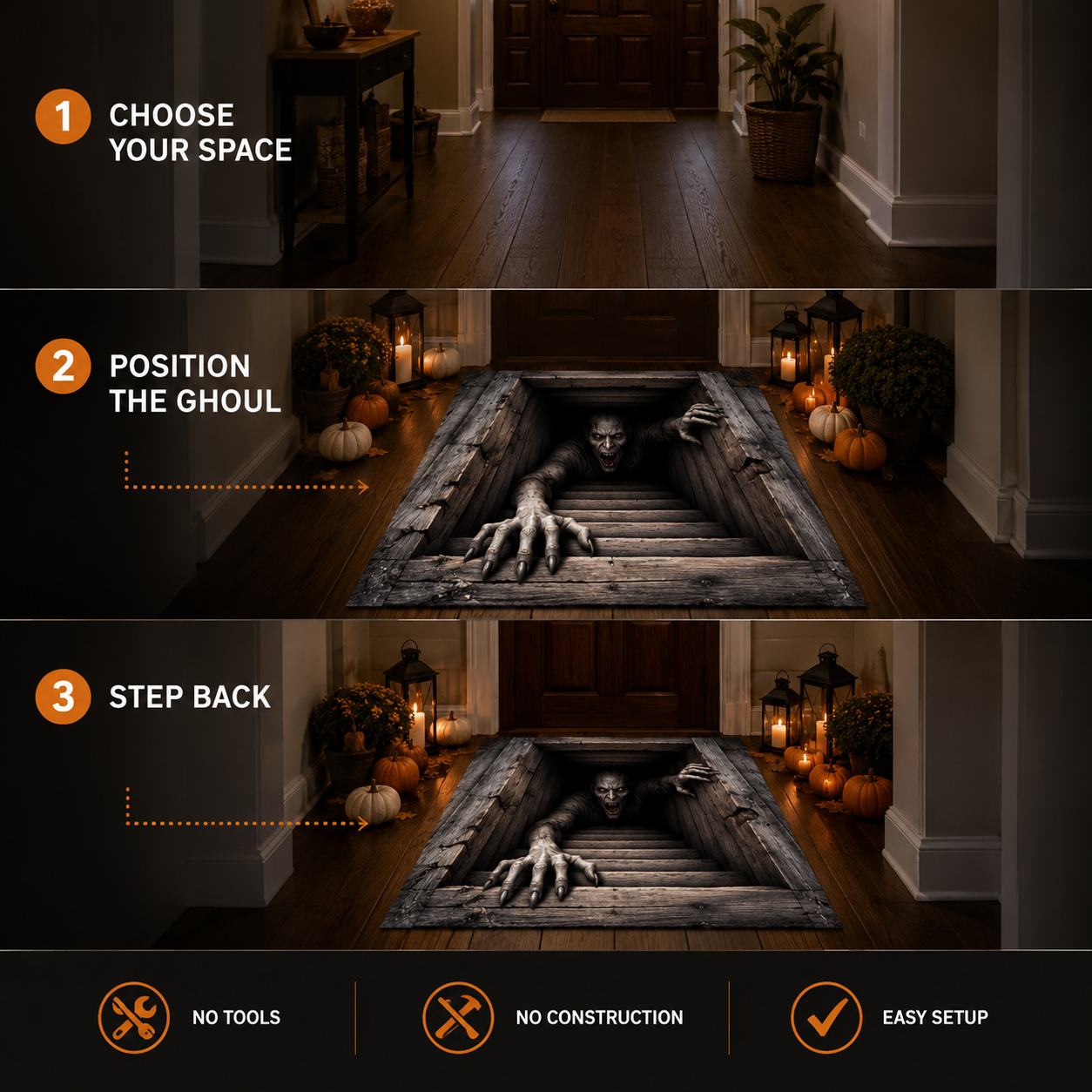 🔥 Limited-Time 50% OFF 🎃 Hazels® Creeping Ghoul 3D Illusion Rug