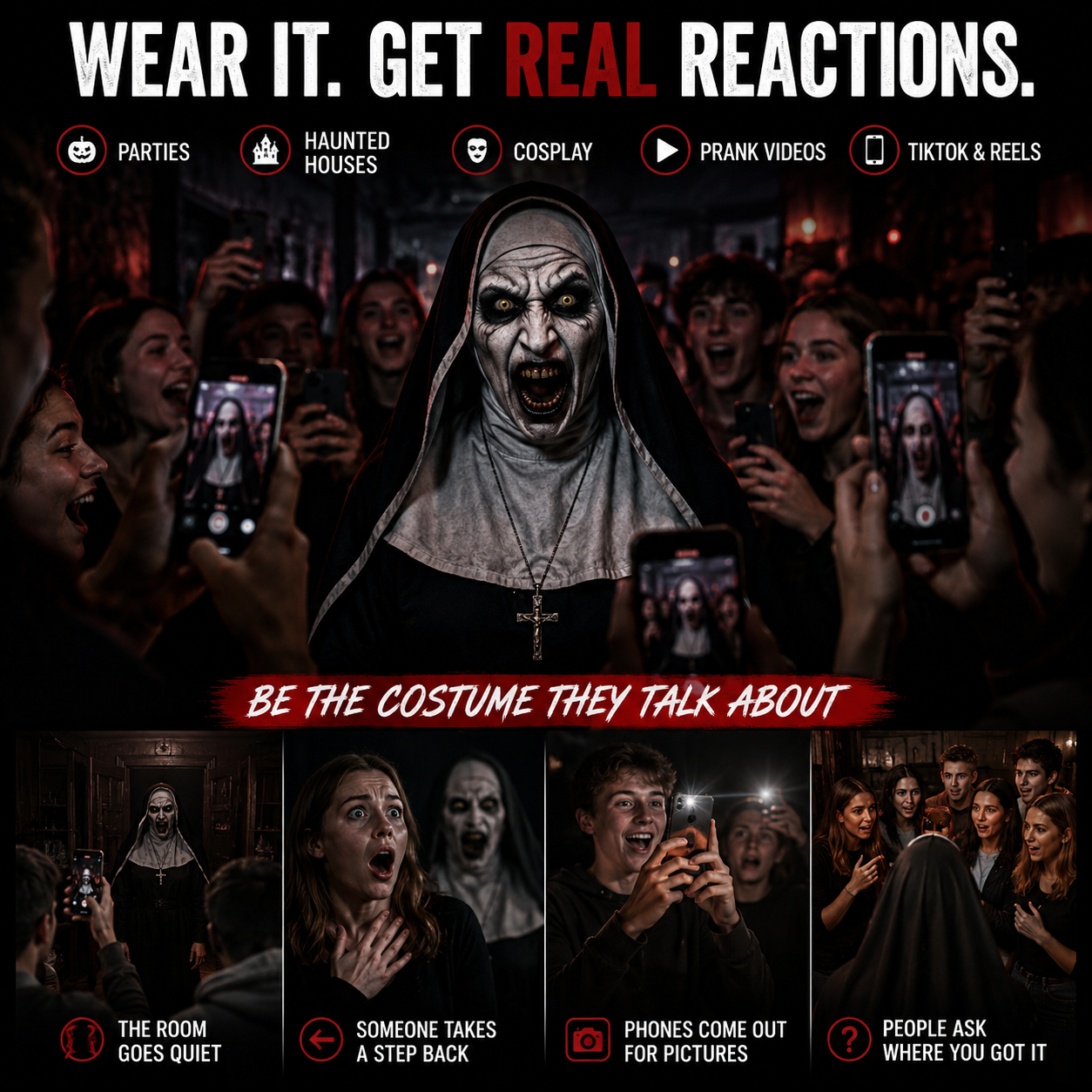 🔥 Limited-Time 50% OFF 🎃 Possessed Nun Halloween Mask – Creepy Latex Costume for Parties & Haunted Houses