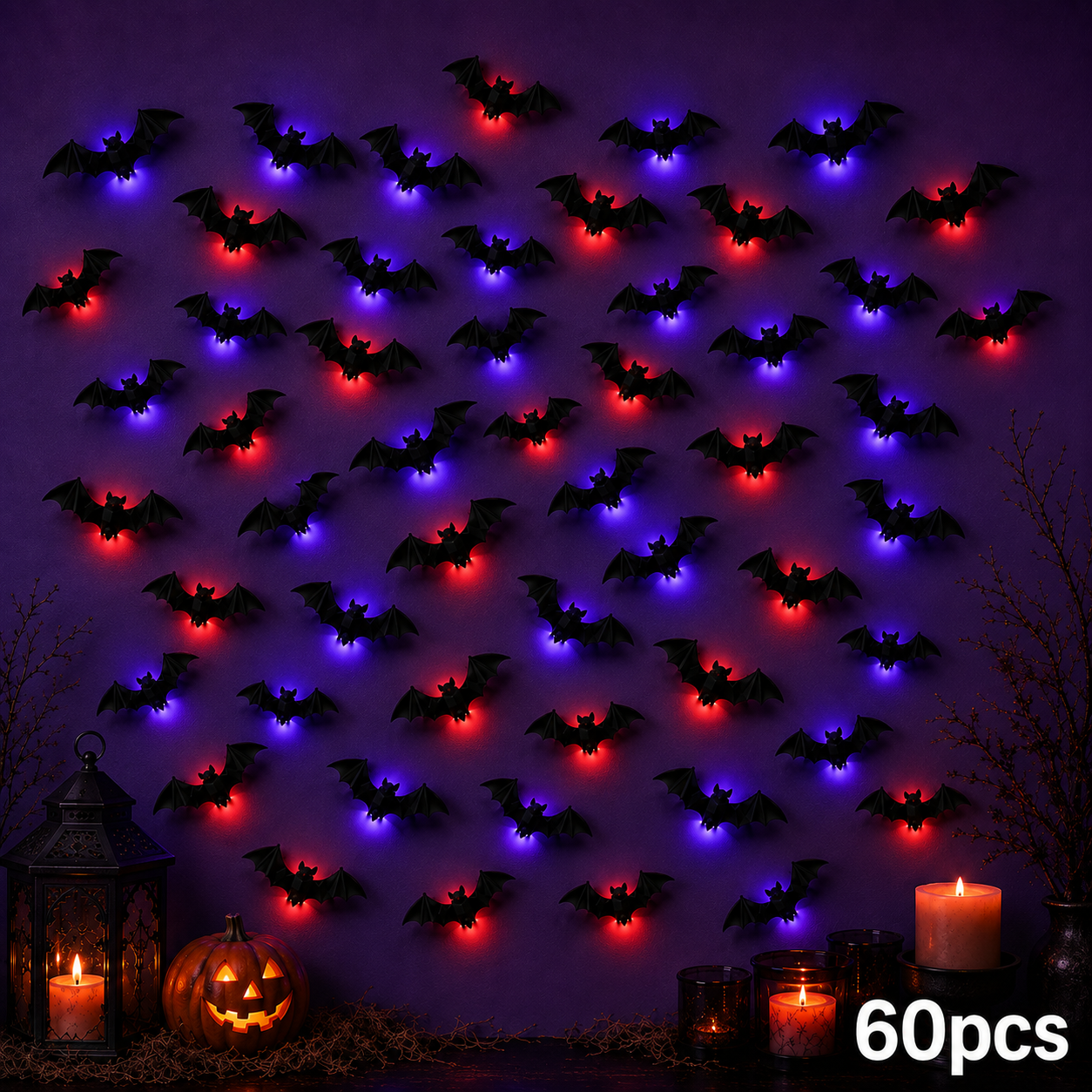 🦇 2026 3D LED Bat Wall Decor – Glowing Halloween Decor, Easy to Place & Remove