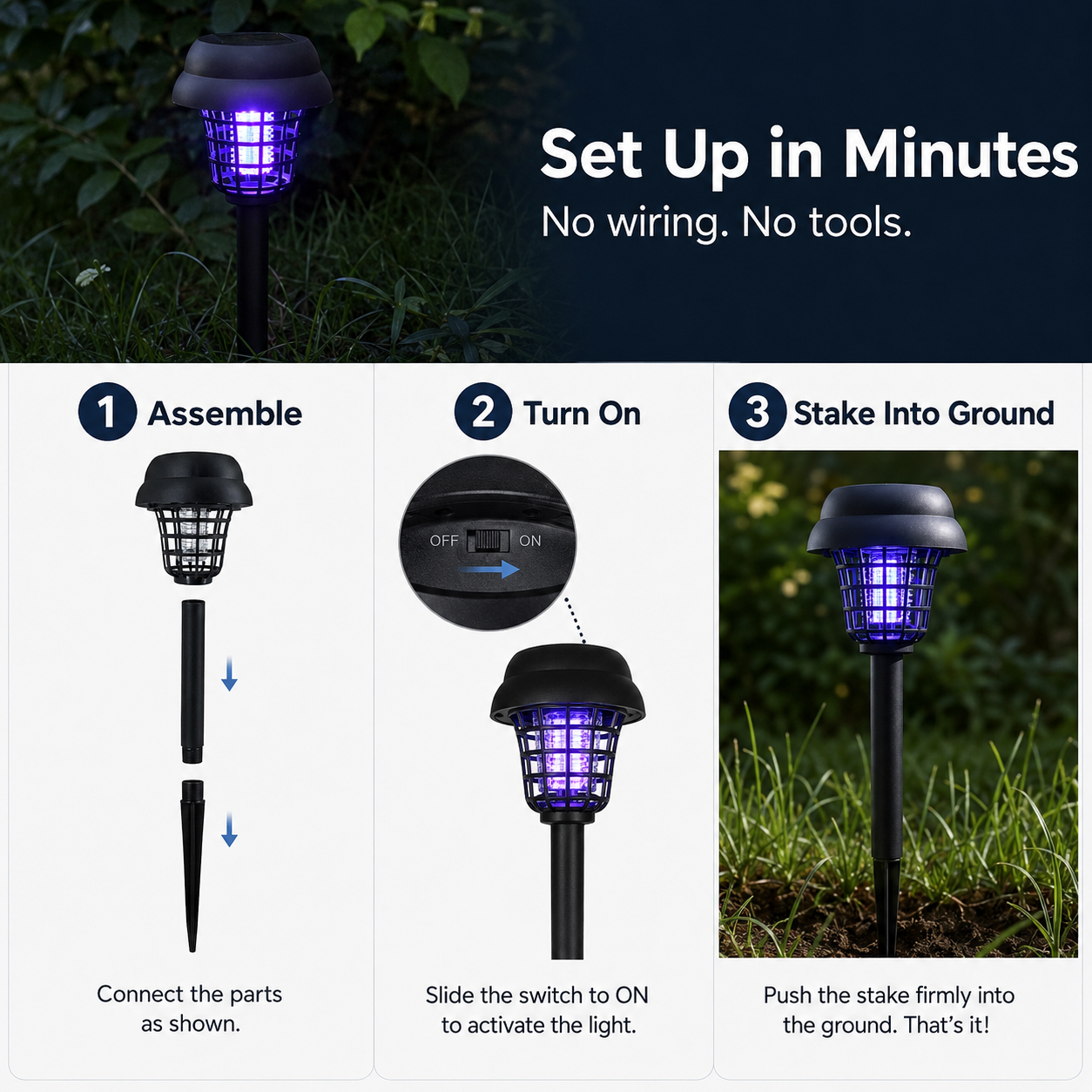 2-IN-1 SOLAR PATH LIGHT + BUG-ZAPPING MODE
