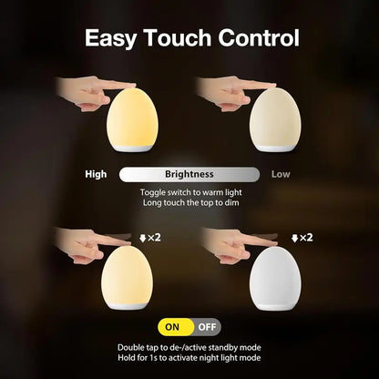 🌍Earth Day Solar Sale🌍 Egg Night Light for Kids – Rechargeable Tap Light with Touch Control
