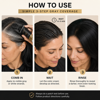 Hazels® Comb - In Hair DyeCream for Gray Coverage -Natural Black & Dark Brown