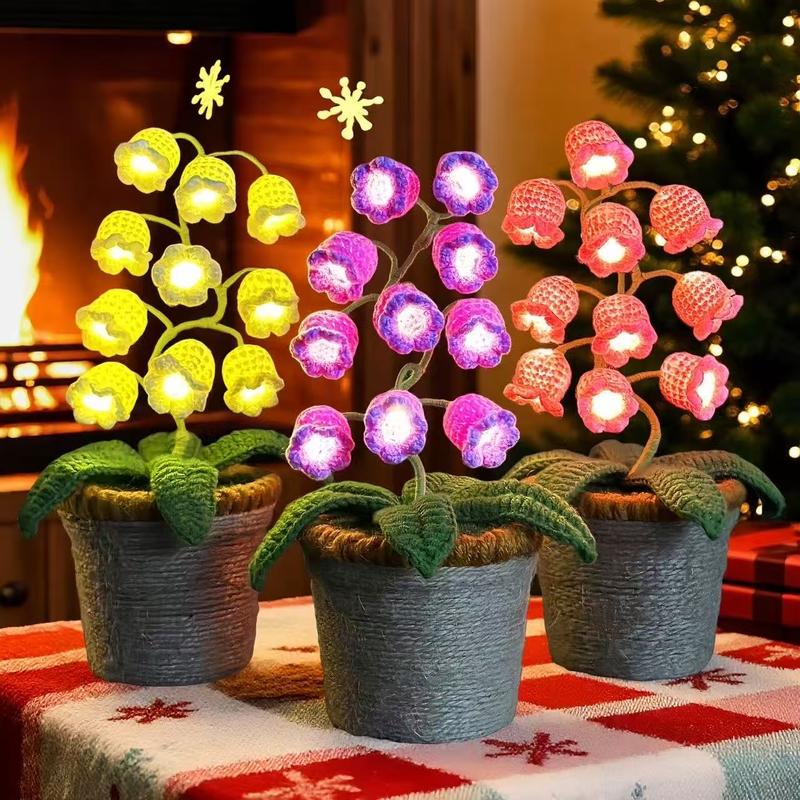 🌸 Lily of the Valley Lamp, Handmade Crochet Artificial Flower Night Light
