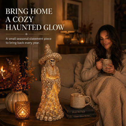 💀 Hazels® Glow Skull Witch Resin Halloween Table Statue