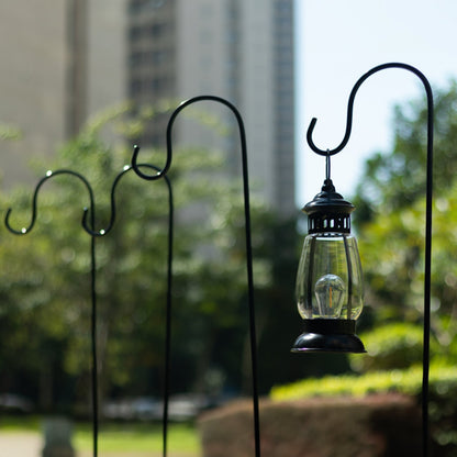 Black Metal Shepherds Hook Lantern Hangers with Prong Base
