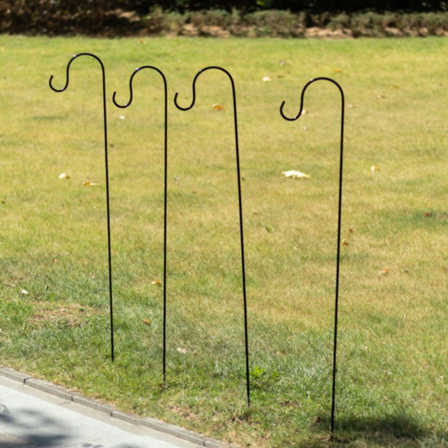 Black Metal Shepherds Hook Lantern Hangers with Prong Base