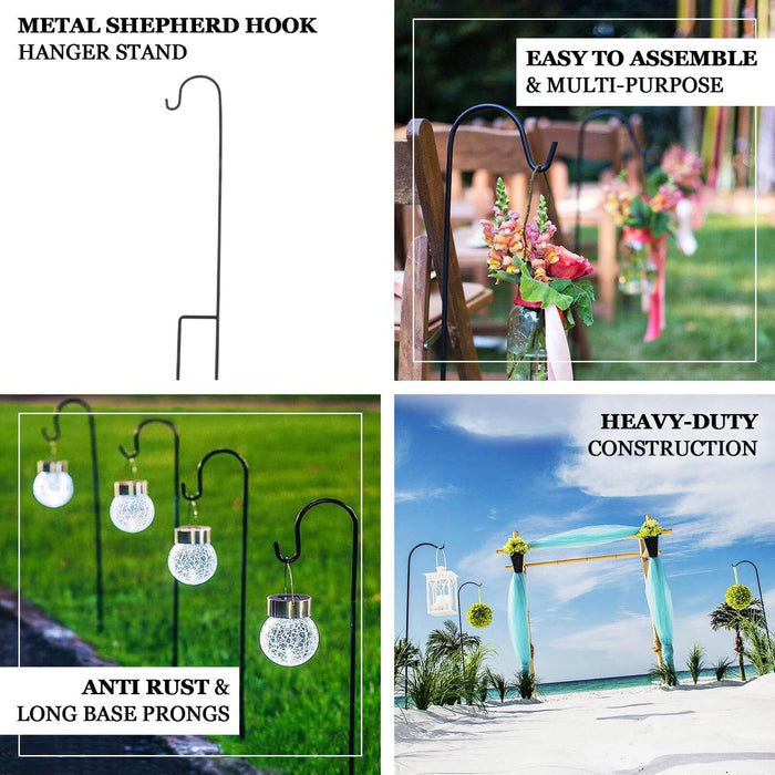 Black Metal Shepherds Hook Lantern Hangers with Prong Base