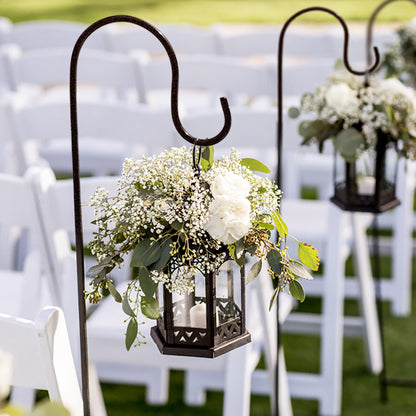 Black Metal Shepherds Hook Lantern Hangers with Prong Base