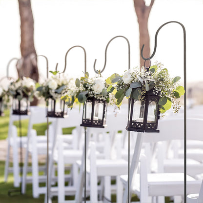 Black Metal Shepherds Hook Lantern Hangers with Prong Base
