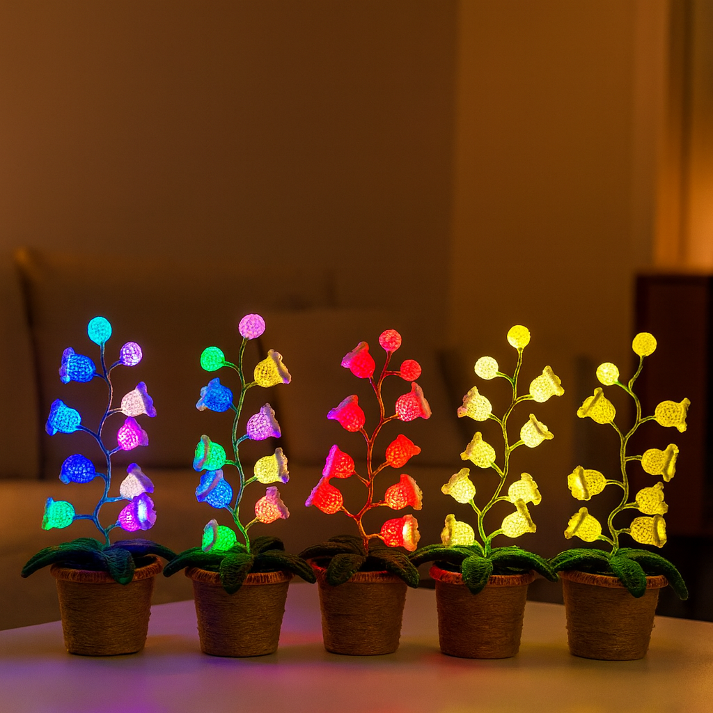 🌸 Lily of the Valley Lamp, Handmade Crochet Artificial Flower Night Light