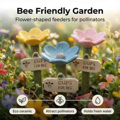 Flower-Shaped Ceramic Bee Watering Station