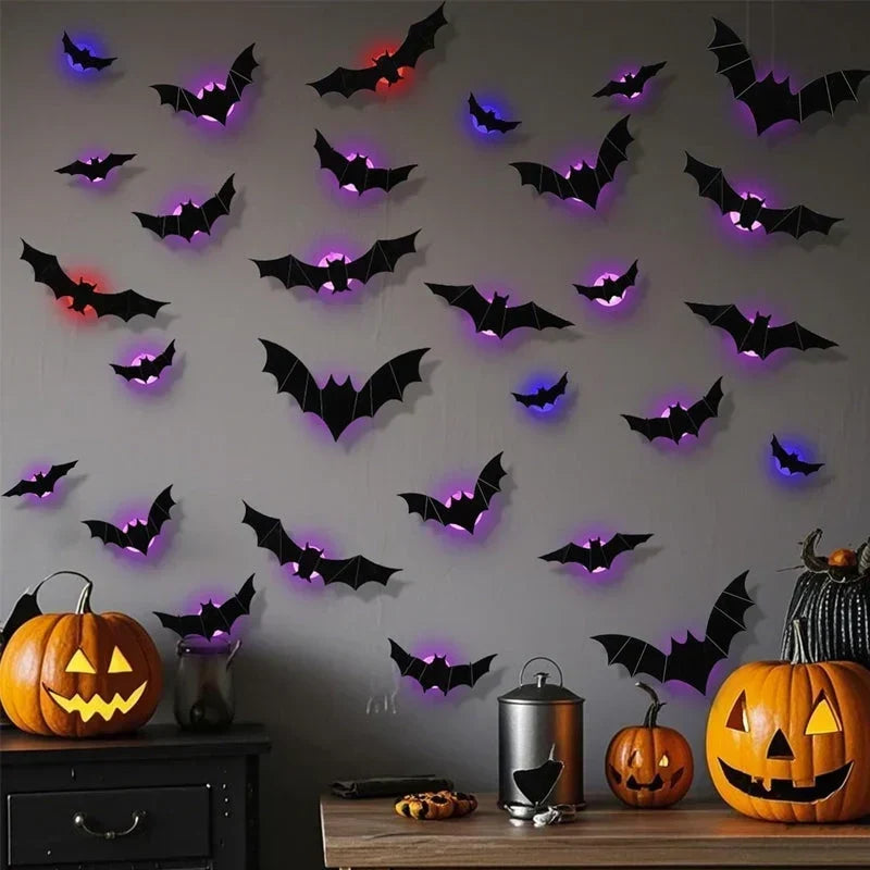 🦇 2026 3D LED Bat Wall Decor – Glowing Halloween Decor, Easy to Place & Remove