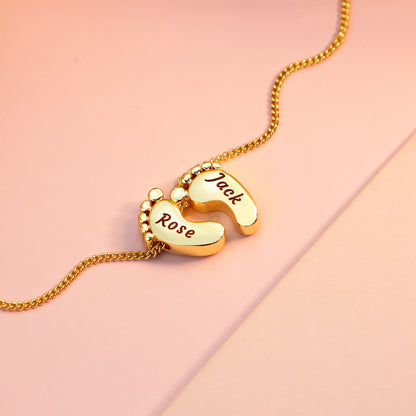 Rachel Gold Engraved Little Footprint Necklace