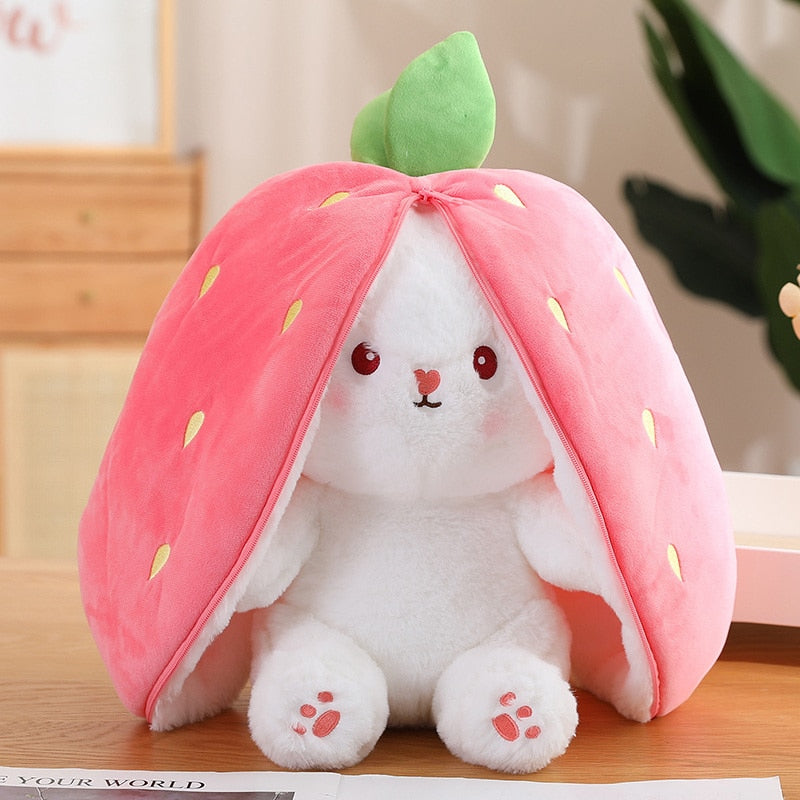☘️Saint Patrick's Day Sale☘️ Transforming Bunny – Strawberry & Carrot Dual-Form Plush Toy