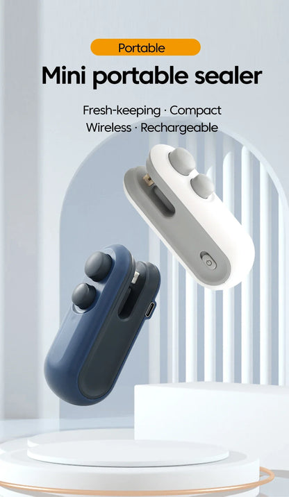 Mini Heat Bag Sealer Rechargeable 2 in 1 Bag Sealer With Cutter Plastic Bag Sealer Clip Food Package Heat Sealer Sealing Machine