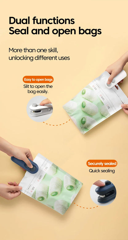 Mini Heat Bag Sealer Rechargeable 2 in 1 Bag Sealer With Cutter Plastic Bag Sealer Clip Food Package Heat Sealer Sealing Machine