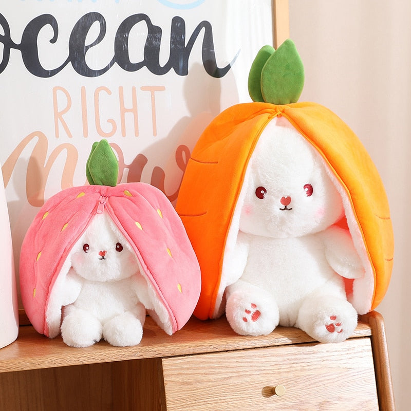 ☘️Saint Patrick's Day Sale☘️ Transforming Bunny – Strawberry & Carrot Dual-Form Plush Toy