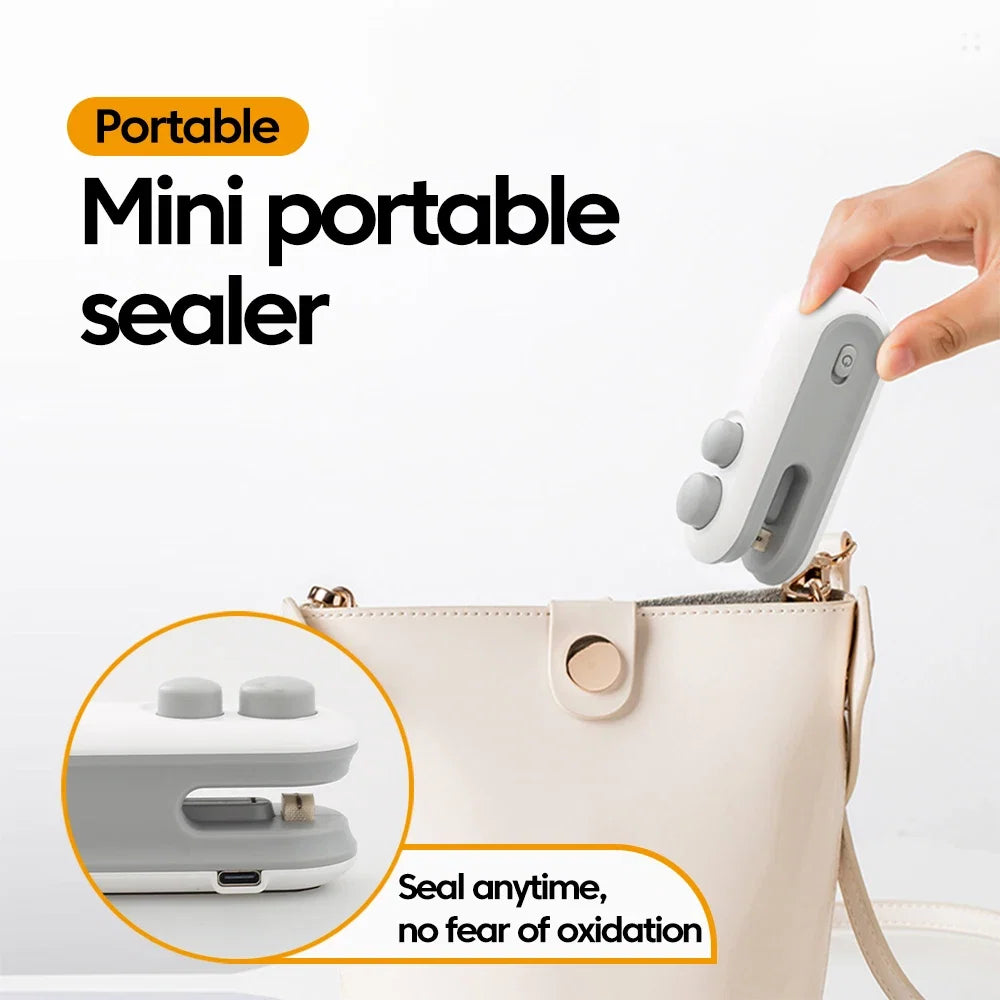 Mini Heat Bag Sealer Rechargeable 2 in 1 Bag Sealer With Cutter Plastic Bag Sealer Clip Food Package Heat Sealer Sealing Machine