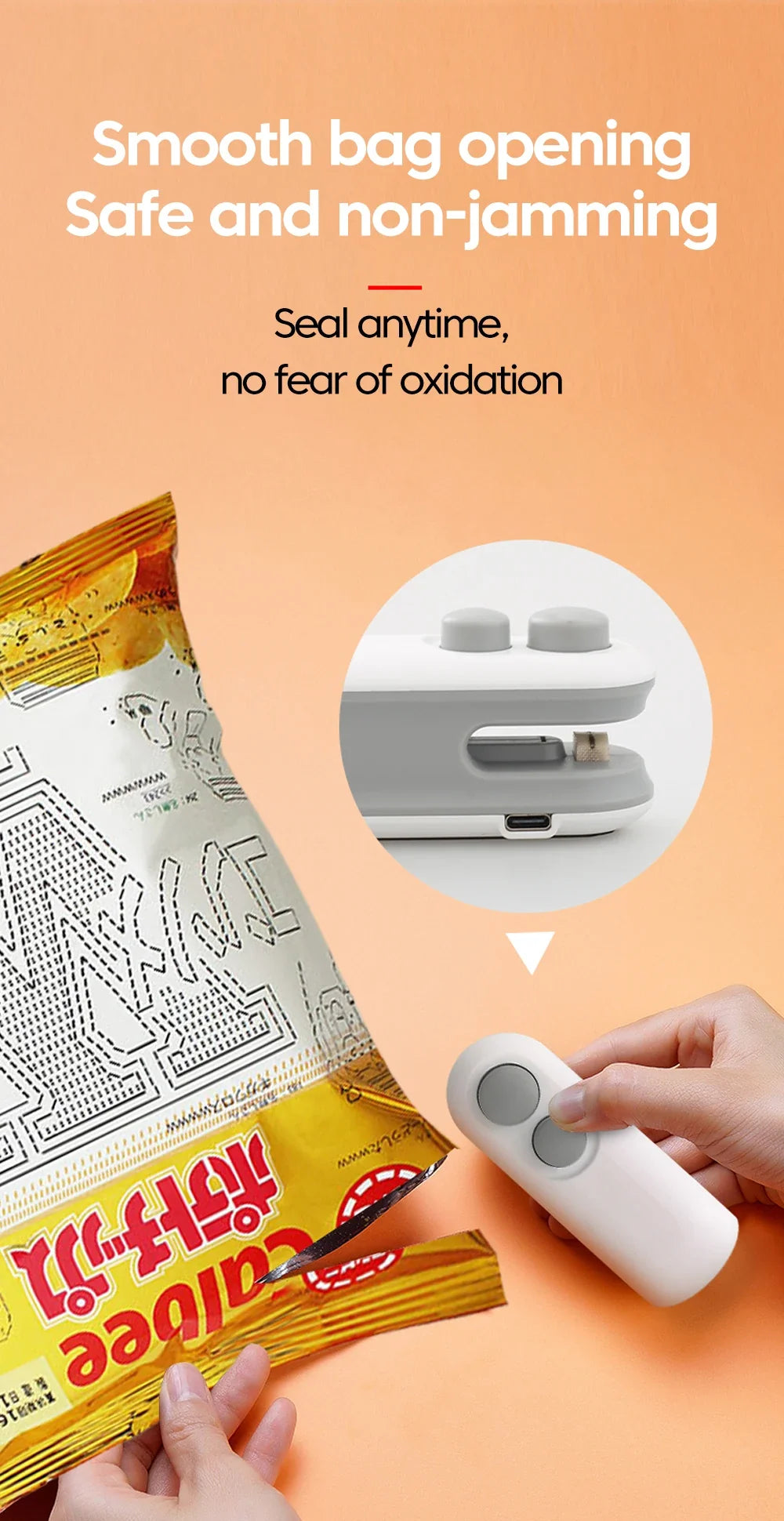 Mini Heat Bag Sealer Rechargeable 2 in 1 Bag Sealer With Cutter Plastic Bag Sealer Clip Food Package Heat Sealer Sealing Machine