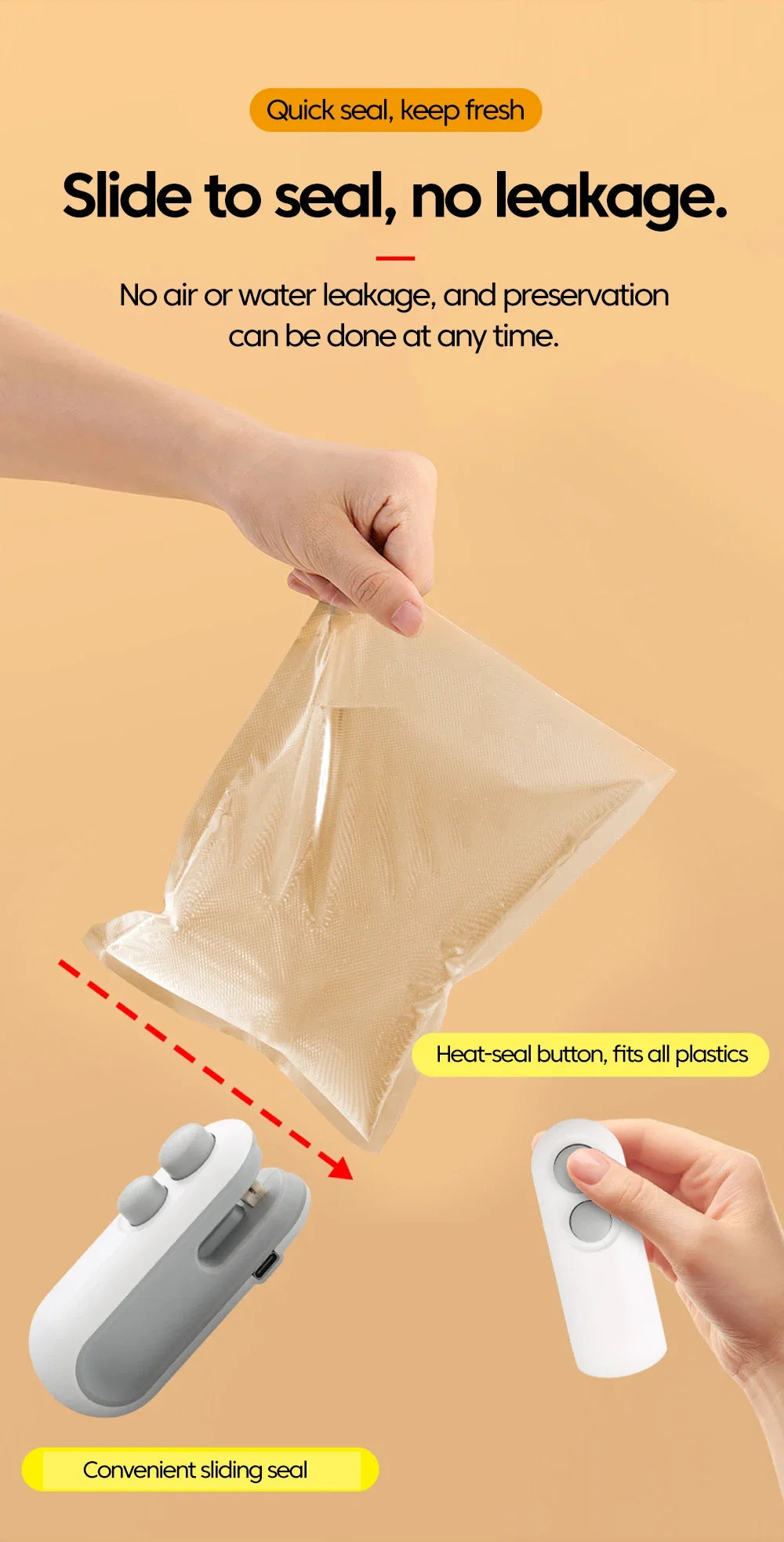 Mini Heat Bag Sealer Rechargeable 2 in 1 Bag Sealer With Cutter Plastic Bag Sealer Clip Food Package Heat Sealer Sealing Machine