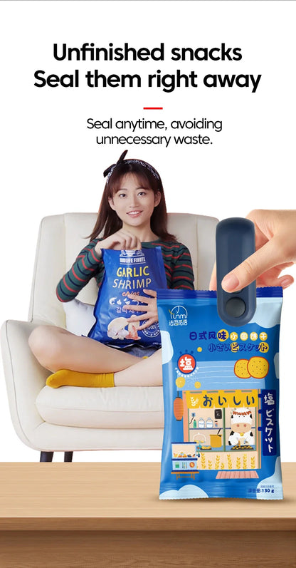 Mini Heat Bag Sealer Rechargeable 2 in 1 Bag Sealer With Cutter Plastic Bag Sealer Clip Food Package Heat Sealer Sealing Machine