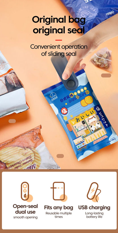 Mini Heat Bag Sealer Rechargeable 2 in 1 Bag Sealer With Cutter Plastic Bag Sealer Clip Food Package Heat Sealer Sealing Machine