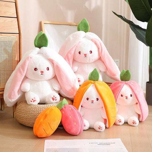 ☘️Saint Patrick's Day Sale☘️ Transforming Bunny – Strawberry & Carrot Dual-Form Plush Toy