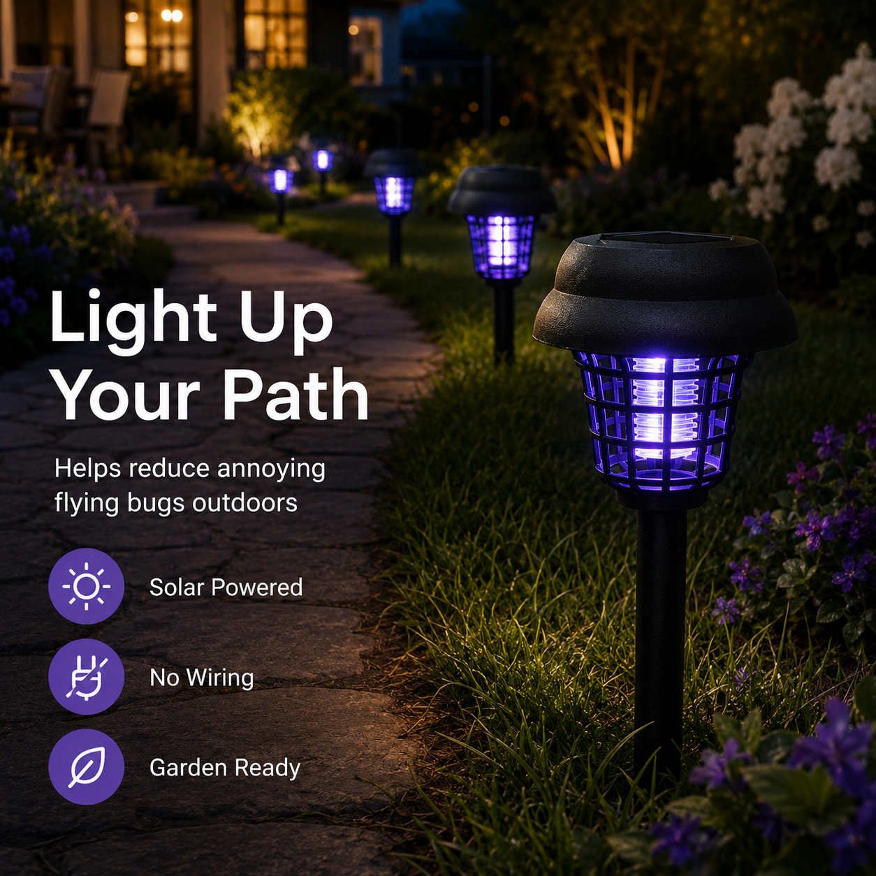 2-IN-1 SOLAR PATH LIGHT + BUG-ZAPPING MODE