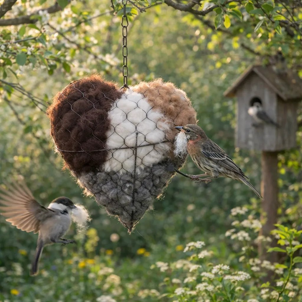 💗Saint Patrick's Day Sale💗 Handmade Alpaca Fiber Bird Nesting Heart🕊️