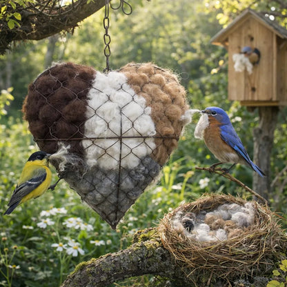 💗Saint Patrick's Day Sale💗 Handmade Alpaca Fiber Bird Nesting Heart🕊️