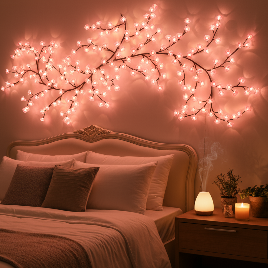 🌍Earth Day Solar Sale🌍 Cherry LED Tree Branch Lights – Elegant Blossom Vine to Brighten Your Home This Christmas!